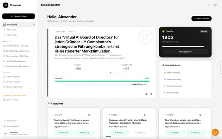 BusinessCompass - KI-gestützte Ideen- und Marktvalidierung